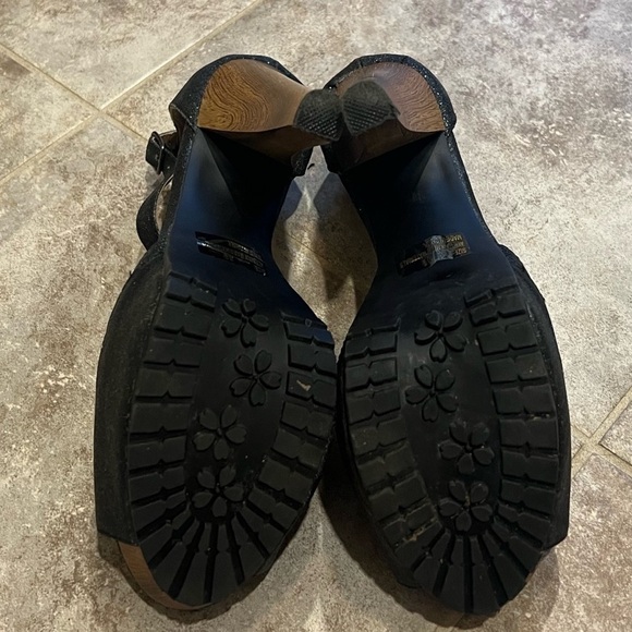 JustFab platform T strap open toe heels black sparkle size 8.5 - Picture 6 of 12